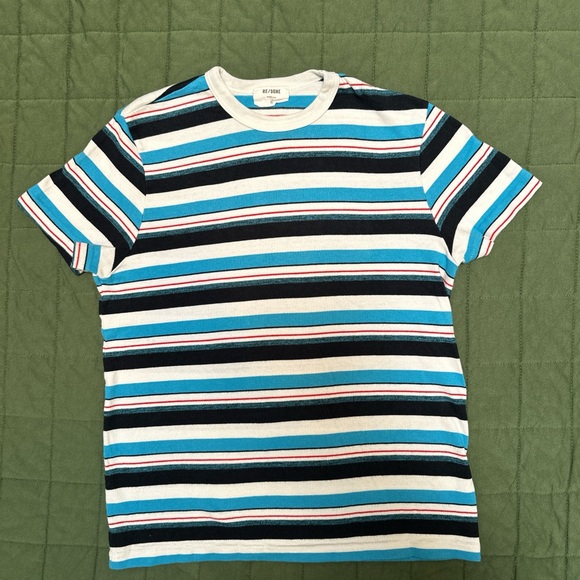 Re/Done Blue Stripe Tee Shirt Top Size XS - Picture 2 of 5